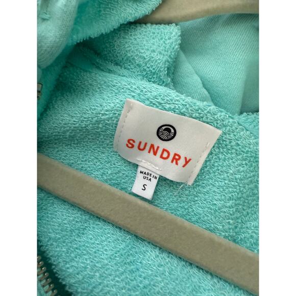 Sundry Hoodie Sweatshirt Women's Small Teal Full Zip Made in USA - Picture 4 of 7